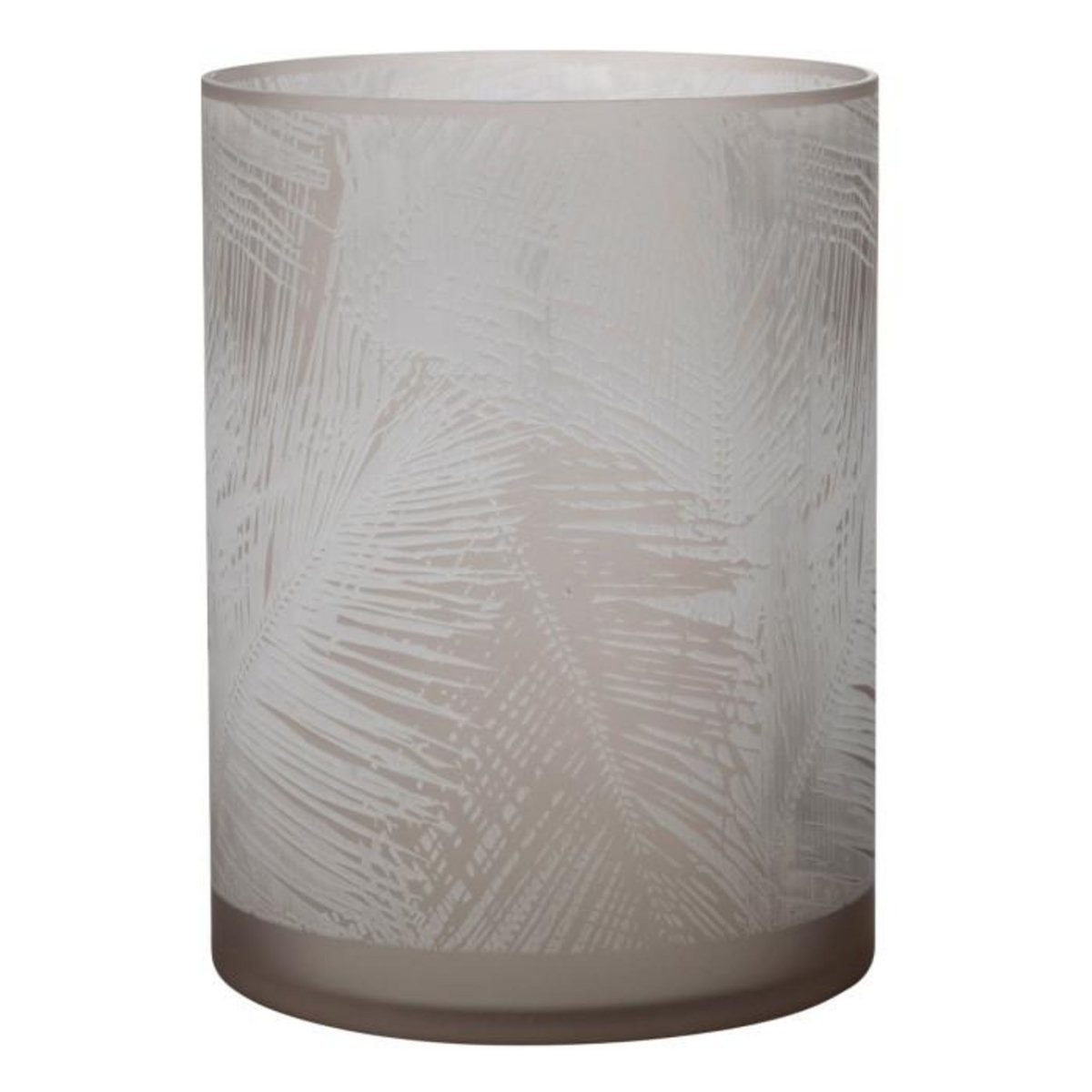 Paris Prix Photophore Design en Verre  Feuilles  24cm Beige