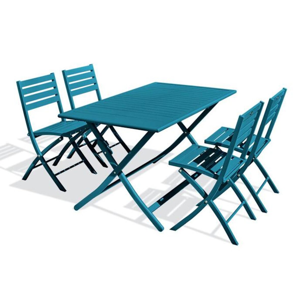 Paris Prix Ensemble Table de Jardin Pliante & 4 Chaises  Marius  140cm Bleu Canard