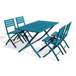 Paris Prix Ensemble Table de Jardin Pliante & 4 Chaises  Marius  140cm Bleu Canard