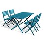 Voir la diapositive 1 : Paris Prix Ensemble Table de Jardin Pliante & 4 Chaises  Marius  140cm Bleu Canard