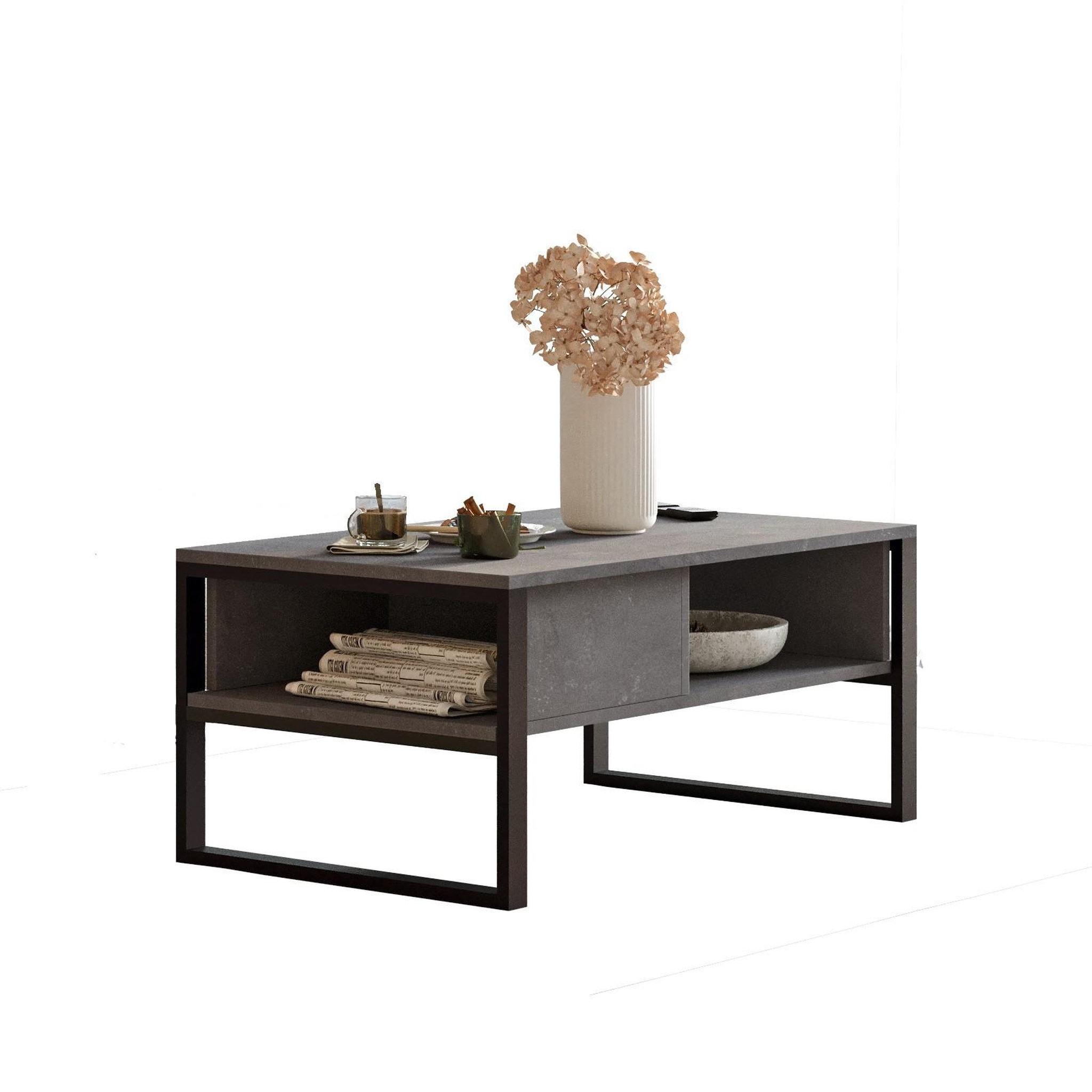 Habitat et Jardin Table basse en bois  ml34  - 100 x 59 x 44 cm - argent