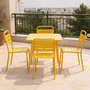 Voir la diapositive 6 : CONCEPT USINE Ensemble table de jardin carrée 70cm et 4 chaises jaune BERGAME