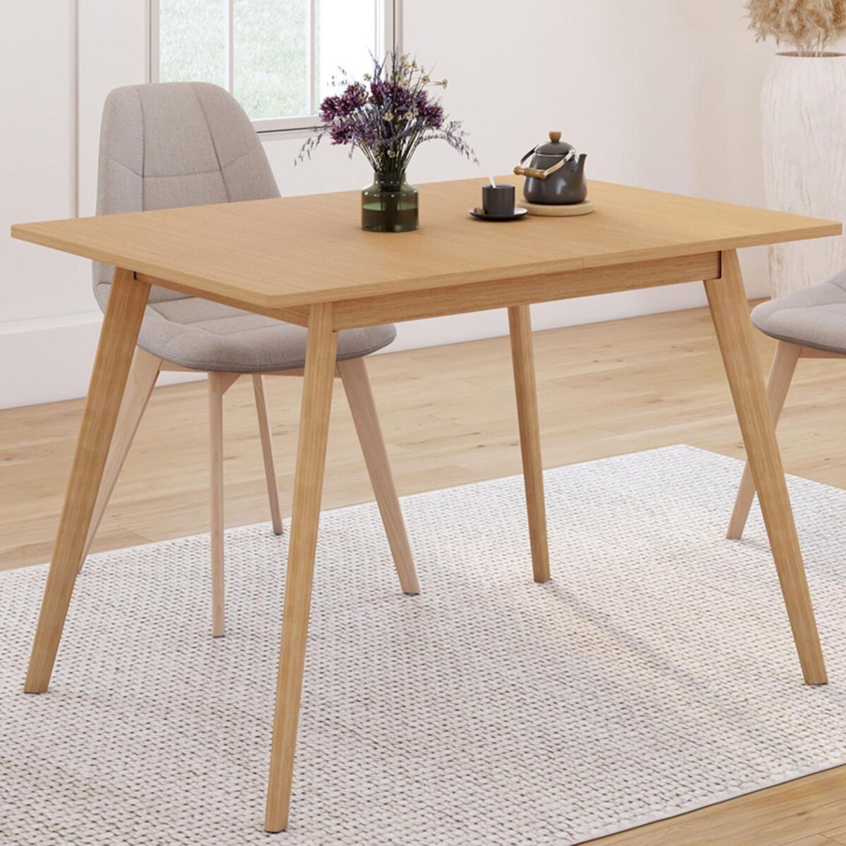 ID MARKET Table à manger extensible rectangle NOOR 4-8 personnes effet bois 110-150 cm