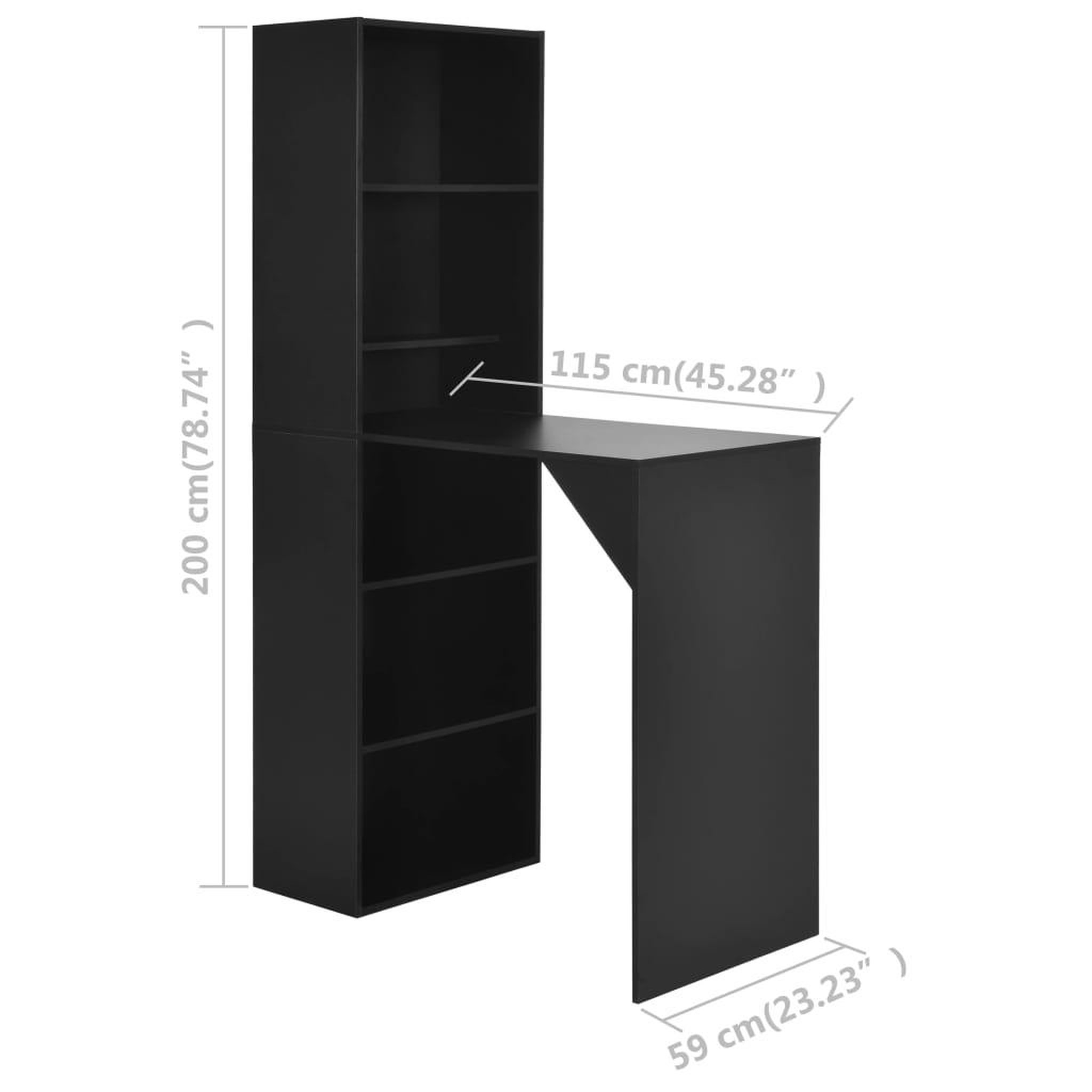 Voir la diapositive 6 : VIDAXL Table de bar avec armoire Noir 115x59x200 cm