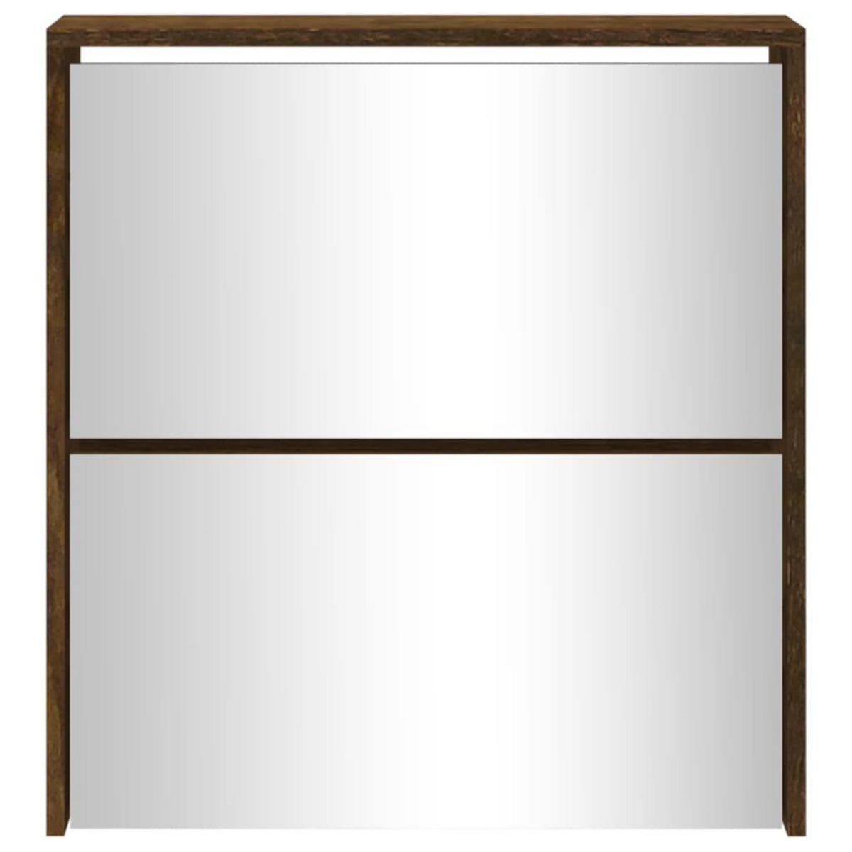 VIDAXL Armoire a chaussures miroir a 2 niveaux Chene fume 63x17x67 cm