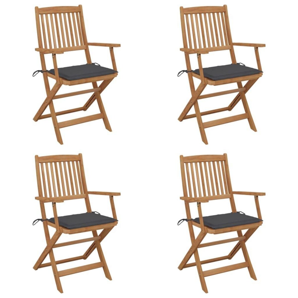 VIDAXL Chaises pliables de jardin lot de 4 avec coussins Bois d'acacia