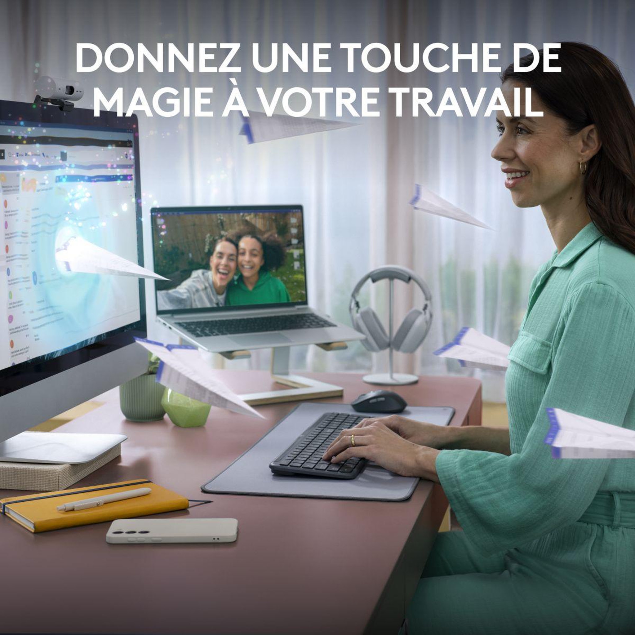 Voir la diapositive 2 : Logitech Clavier + souris mk950 signature slim bluetooth graphite