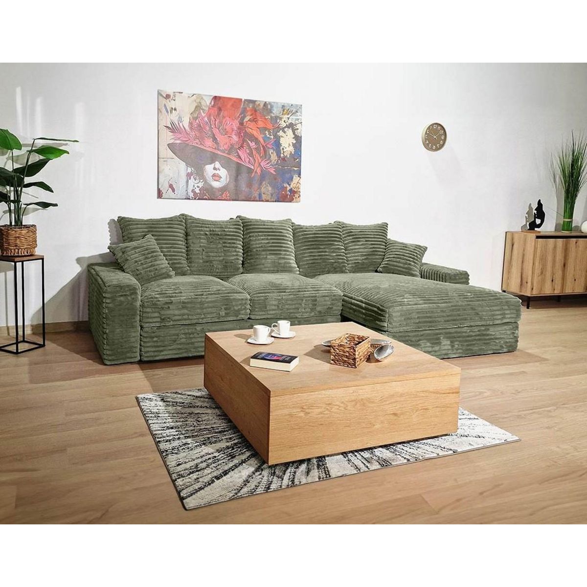 LISA DESIGN Andy - canapé d'angle droit 5 places en fausse fourrure côtelée