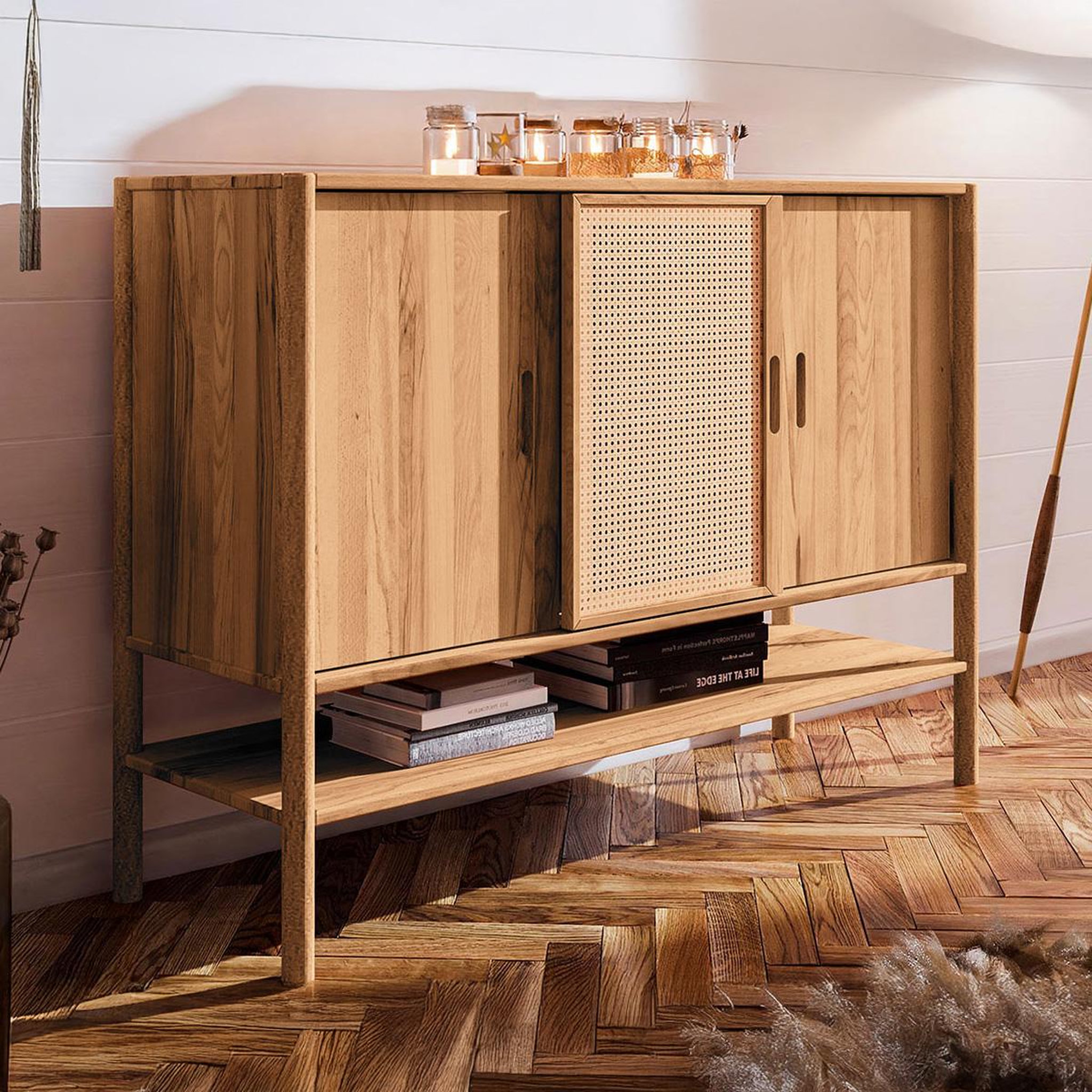 MAISON AUBERTIN Buffet hêtre et canage sogno 142x46 cm - Bois