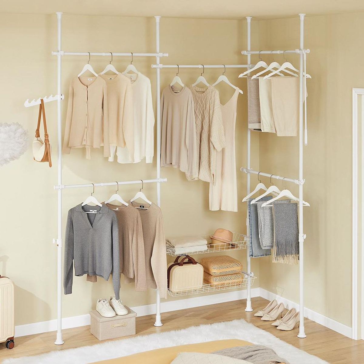 SOBUY SoBuy - Portemanteau Sur Pied à deux étagères - Fonctionnel - KLS04-II