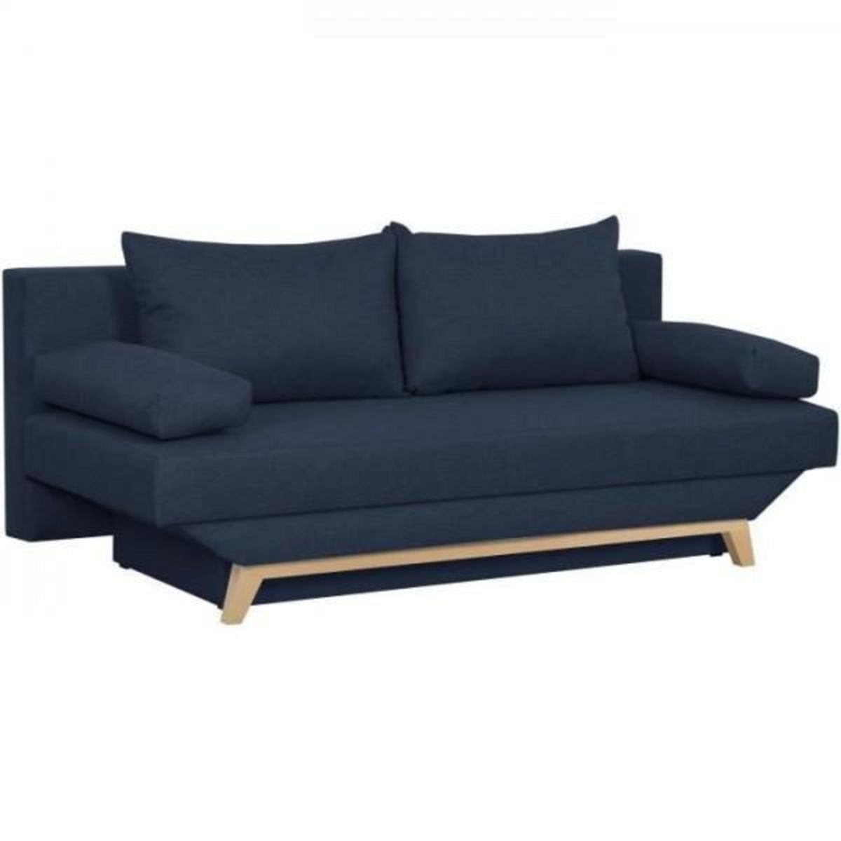 MARKET24 TEIJO Banquette convertible 3 places avec coffre de rangement - Tissu Bleu - L187 x P91 x H82 cm