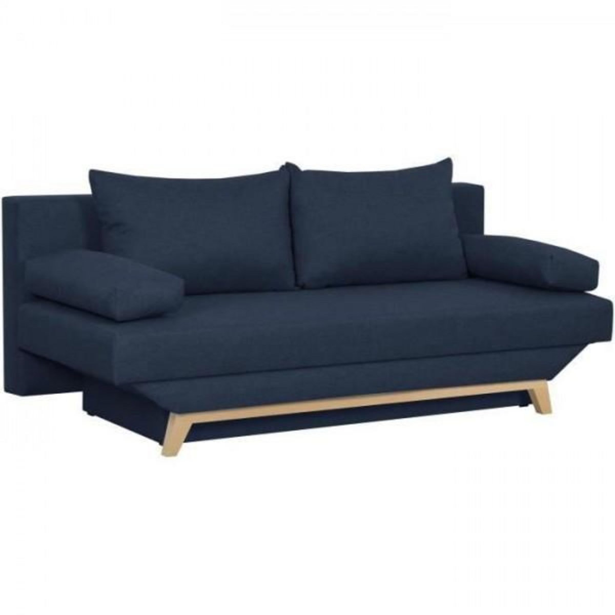 MARKET24 TEIJO Banquette convertible 3 places avec coffre de rangement - Tissu Bleu - L187 x P91 x H82 cm