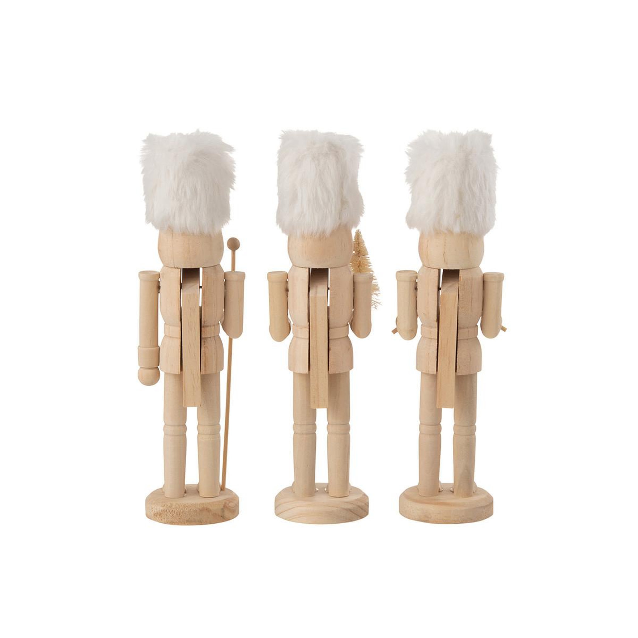 Voir la diapositive 2 : J-LINE Lot de 3 casse-noisettes en bois  winter  27cm naturel