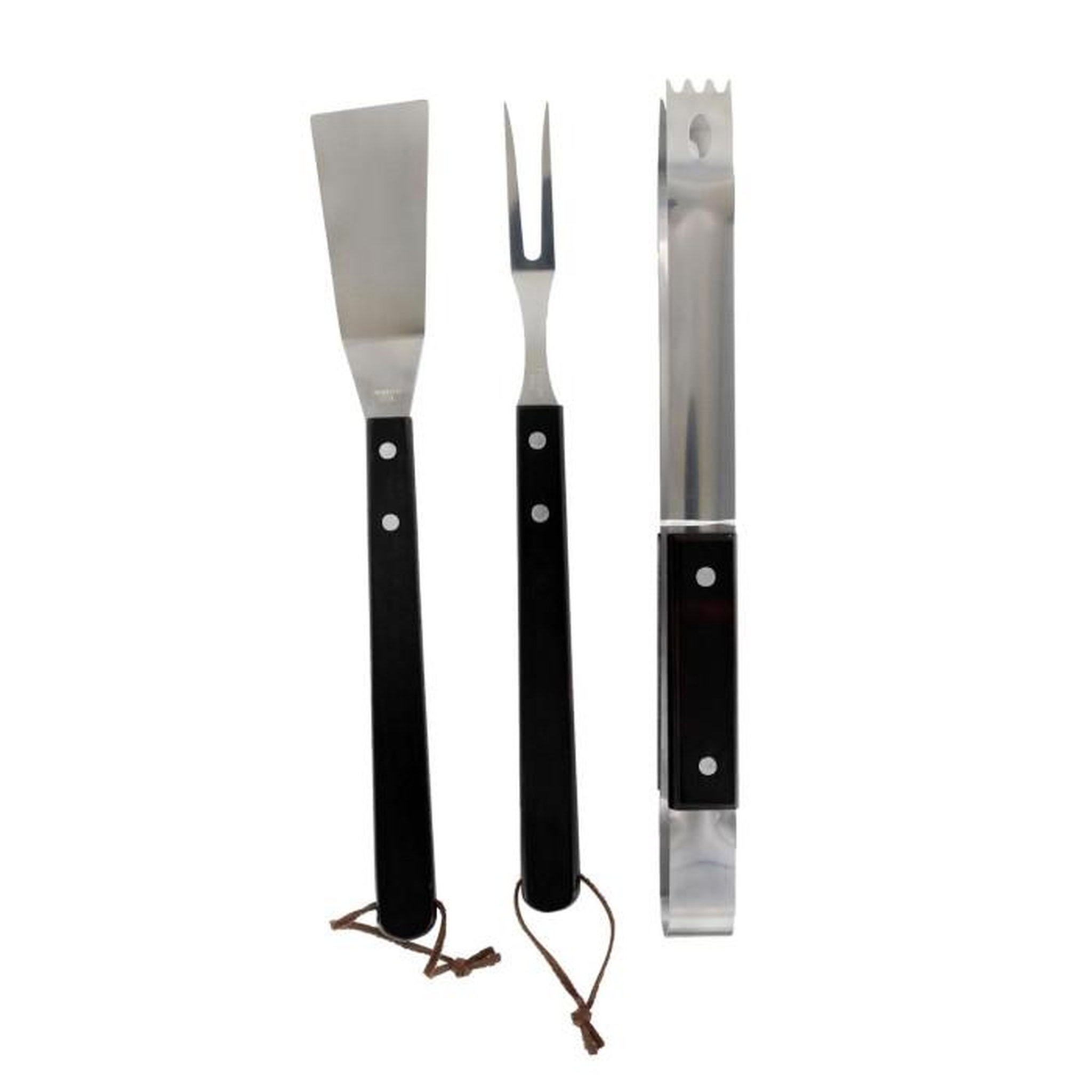 Voir la diapositive 1 : Paris Prix Lot de 3 Ustensiles de Barbecue  Manche  36cm Noir