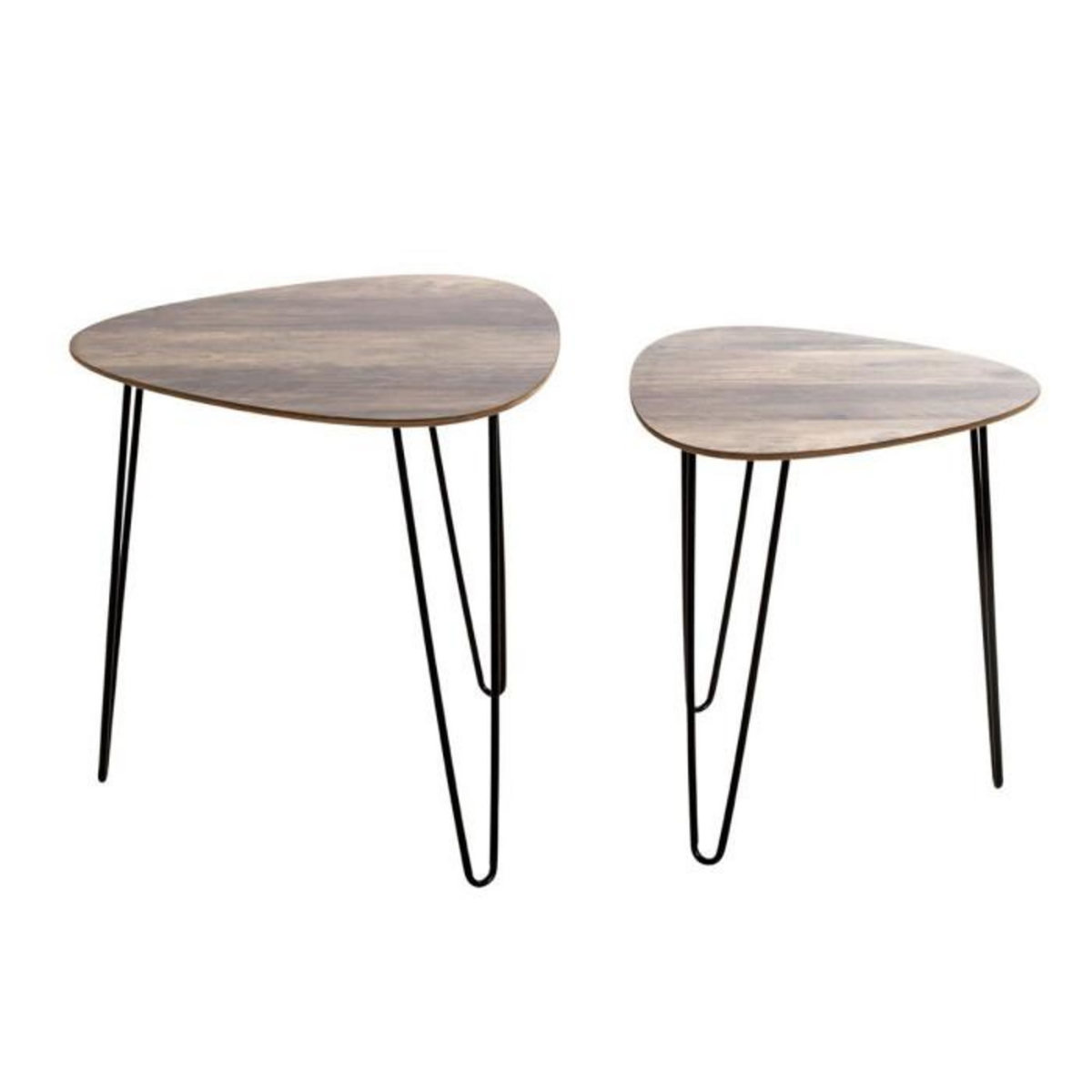 Paris Prix Lot de 2 Tables d'Appoint  Lamy  48cm Noir & Chêne