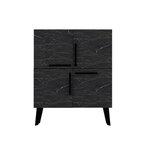 TOILINUX Buffet carré 4 portes en bois effet marbré - Noir