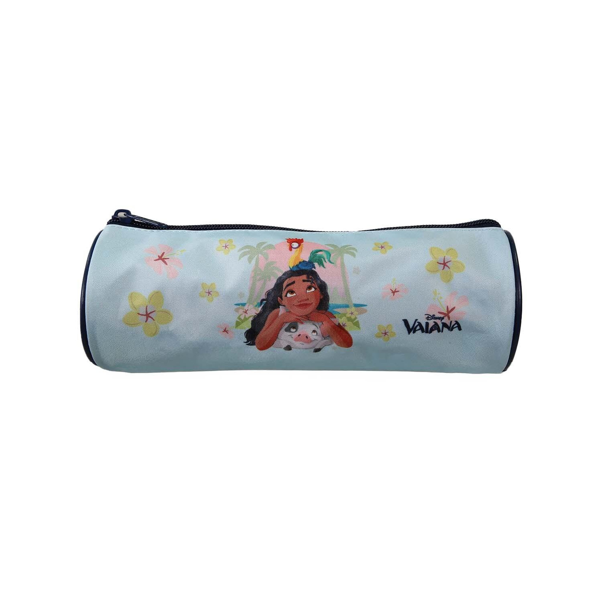 Bagtrotter Vaiana - Trousse scolaire ronde - Fille - Bleu - 1 compartiment zippé