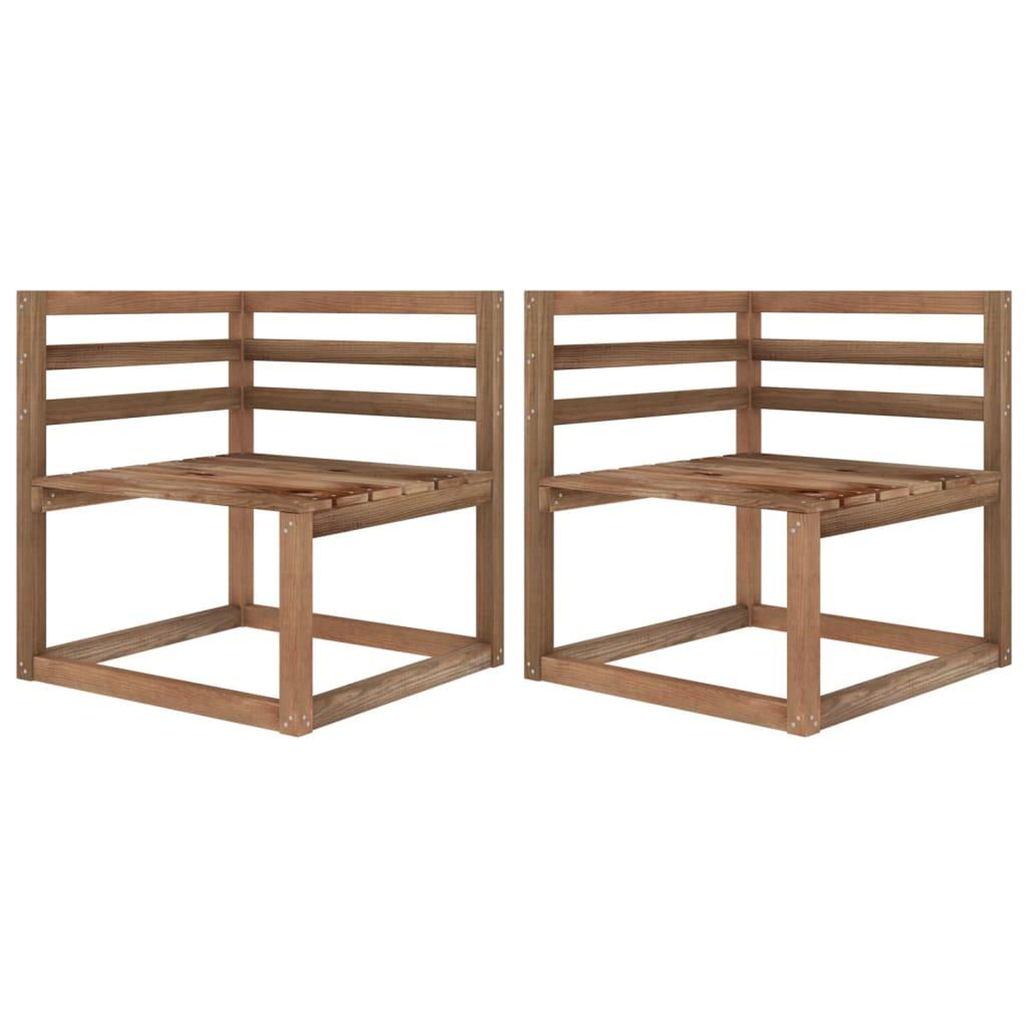 Voir la diapositive 1 : VIDAXL Canapes d'angle palette de jardin 2 pcs Marron Pin impregne