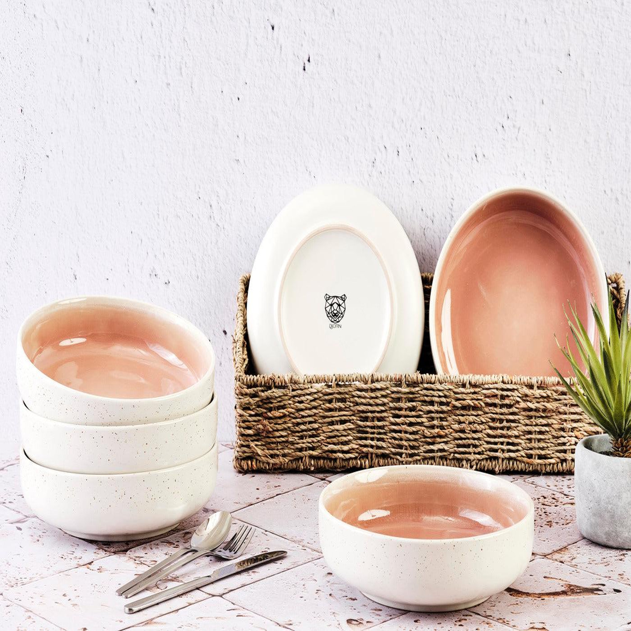 Voir la diapositive 2 : BJORN Bol oxygen ø22cm - 6 pièces - rose poudre