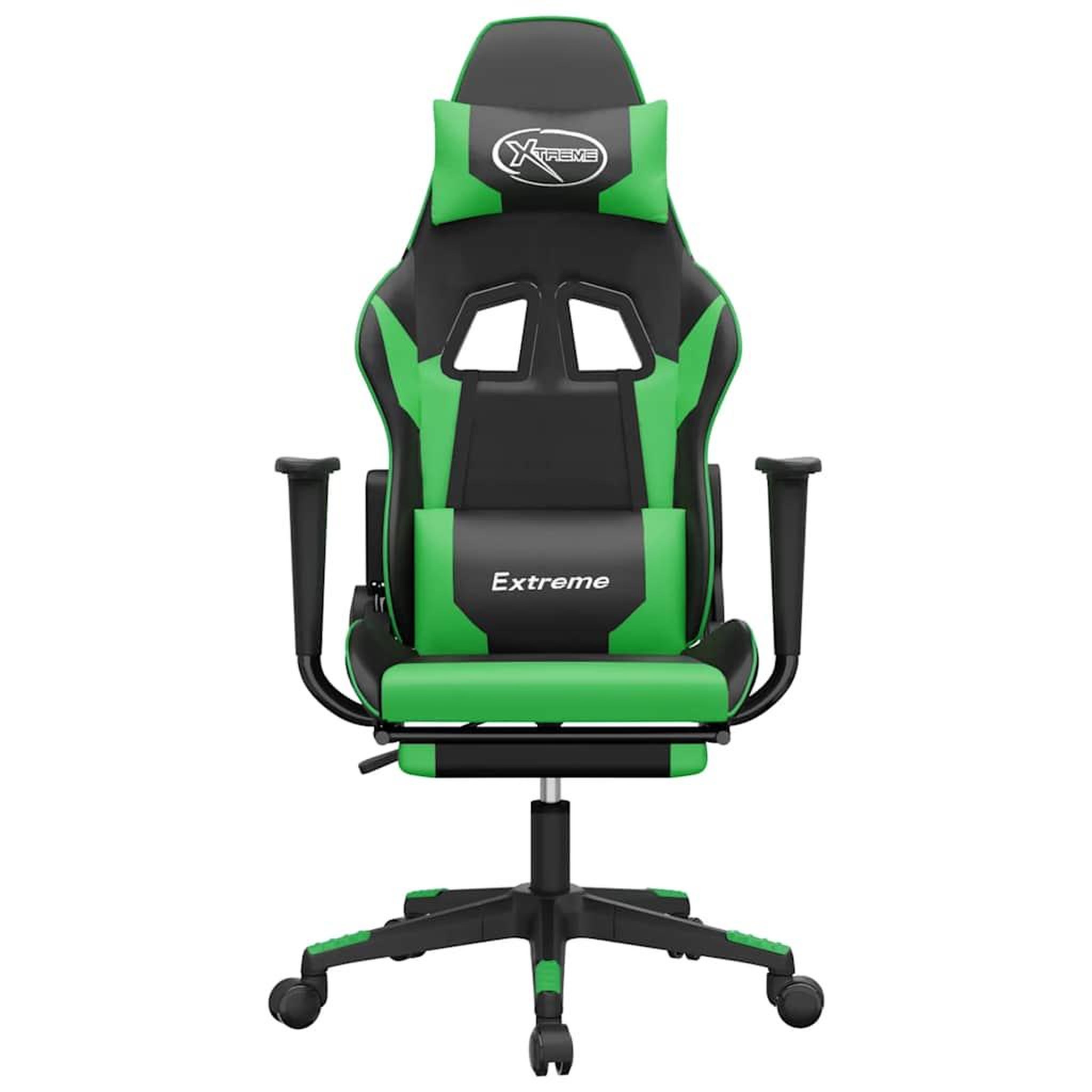 Voir la diapositive 4 : VIDAXL Chaise de jeu de massage et repose-pied Noir et vert Similicuir