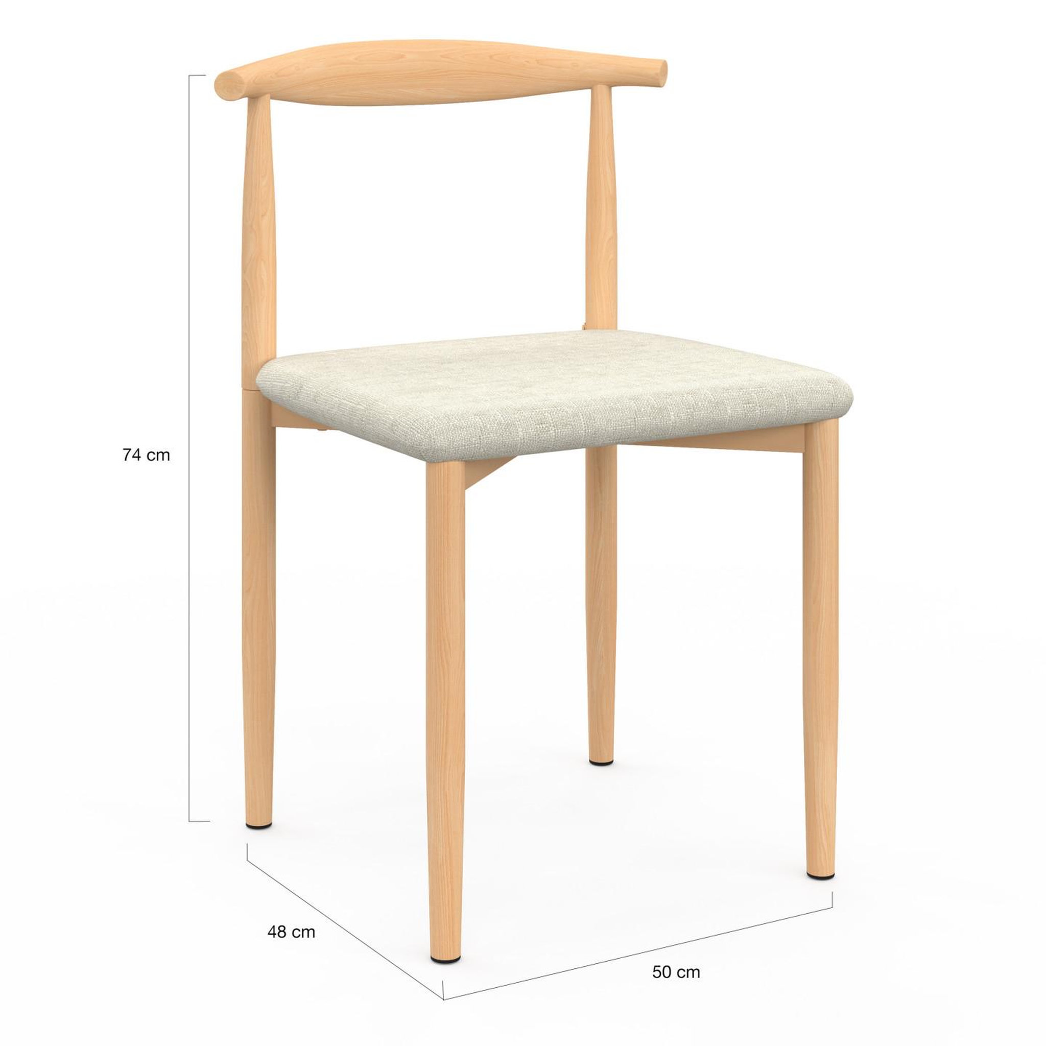 Voir la diapositive 5 : ID MARKET Lot de 6 chaises noe en imitation bois et assise en tissu beige pour salle à manger