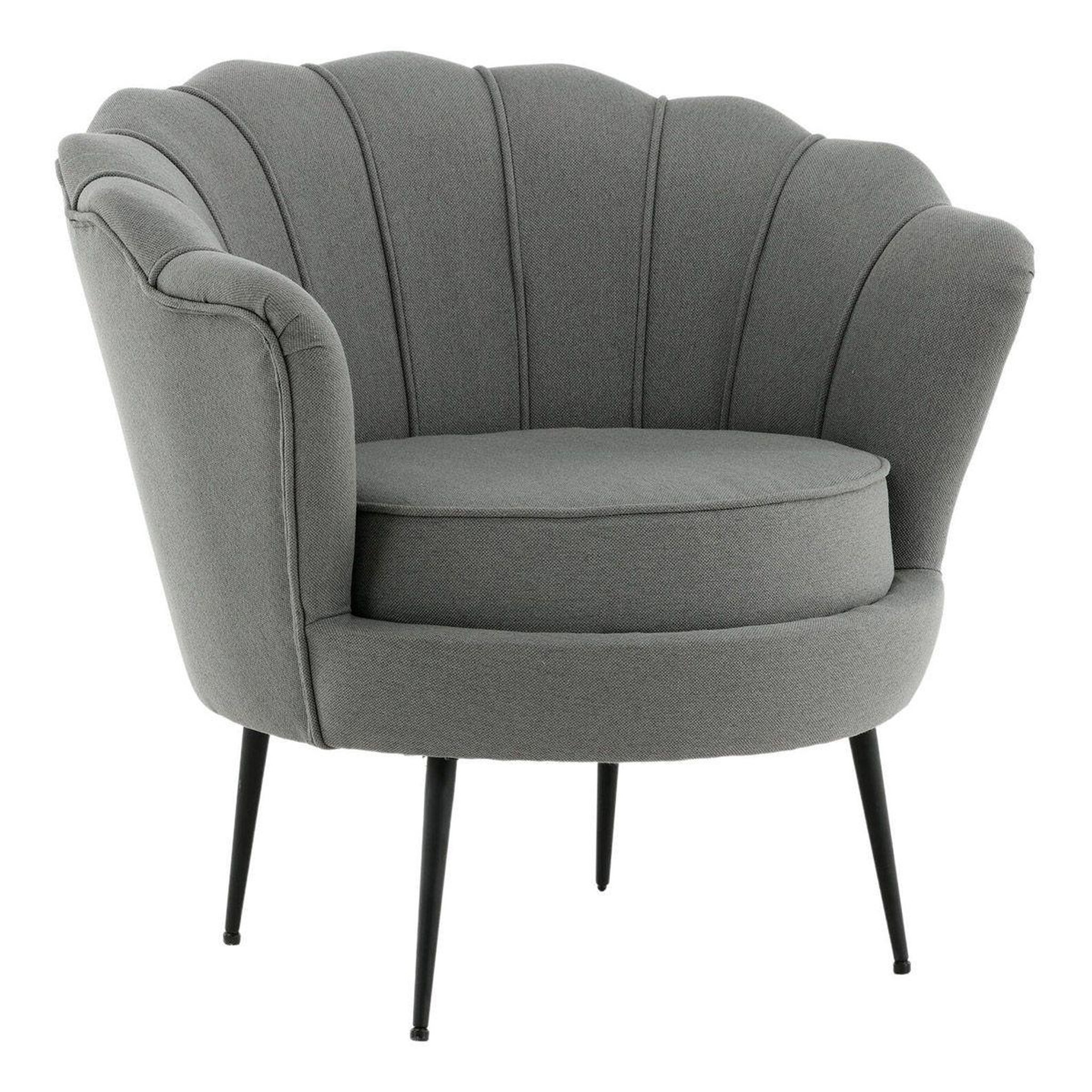 Paris Prix Fauteuil coquillage en tissu  calais  83cm gris