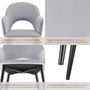 Voir la diapositive 5 : tectake Fauteuil en velours et rembourré gris clair Lot de 6