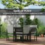 Voir la diapositive 6 : OUTSUNNY Ensemble salon de jardin 8 places 9 pièces - 4 fauteuils, 4 tabourets, table à manger - acier résine tressée gris