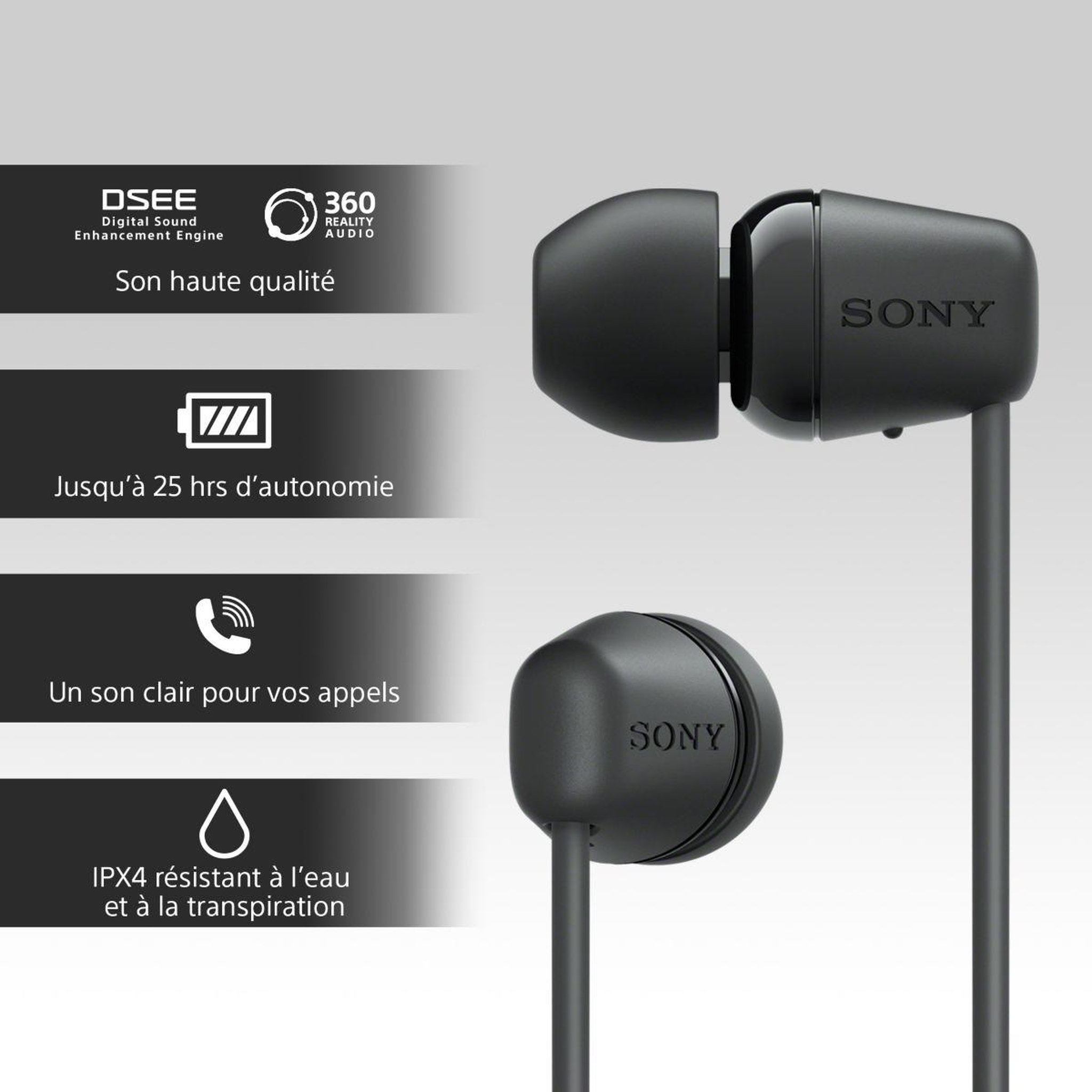 Voir la diapositive 4 : SONY Ecouteurs WIC100 Noir