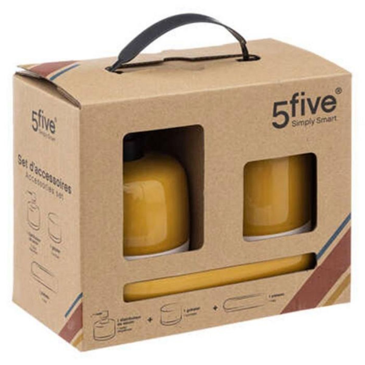 FIVE Lot de 3 Accessoires Salle de Bain  Solar  21cm Ocre