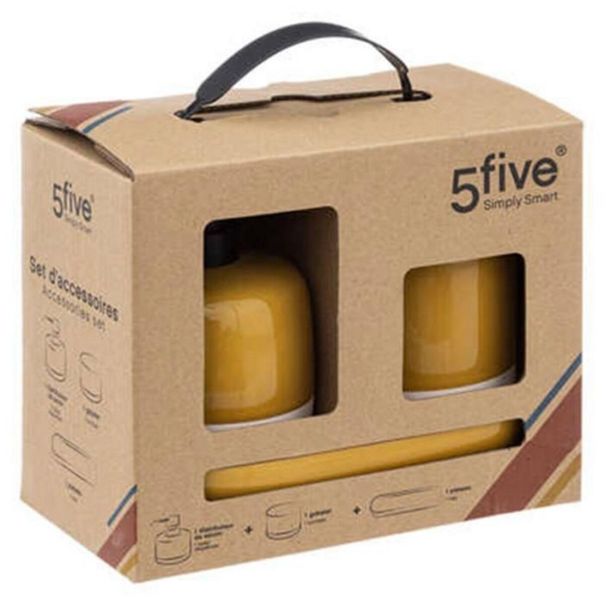 FIVE Lot de 3 Accessoires Salle de Bain  Solar  21cm Ocre