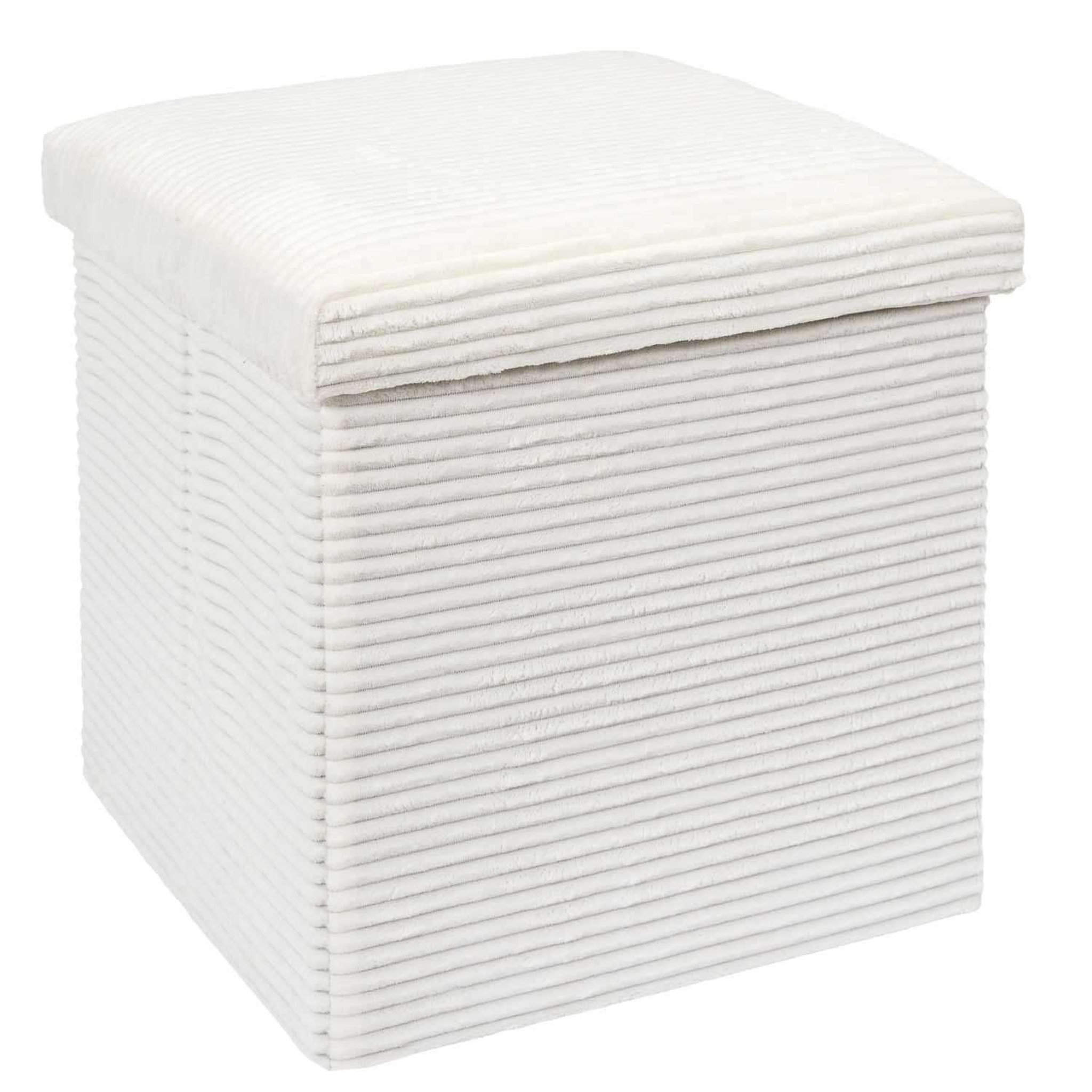 The Home Deco Factory Pouf de rangement pliable effet côtelé. Coloris disponibles : Marron, Beige