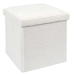 The Home Deco Factory Pouf de rangement pliable effet côtelé. Coloris disponibles : Marron, Beige