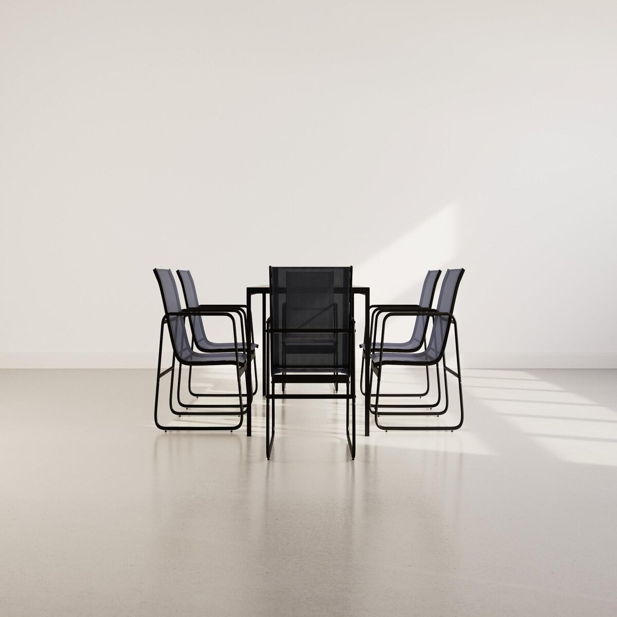 BEST MOBILIER Murillo - ensemble table et chaises de jardin - 6 personnes - noir et gris