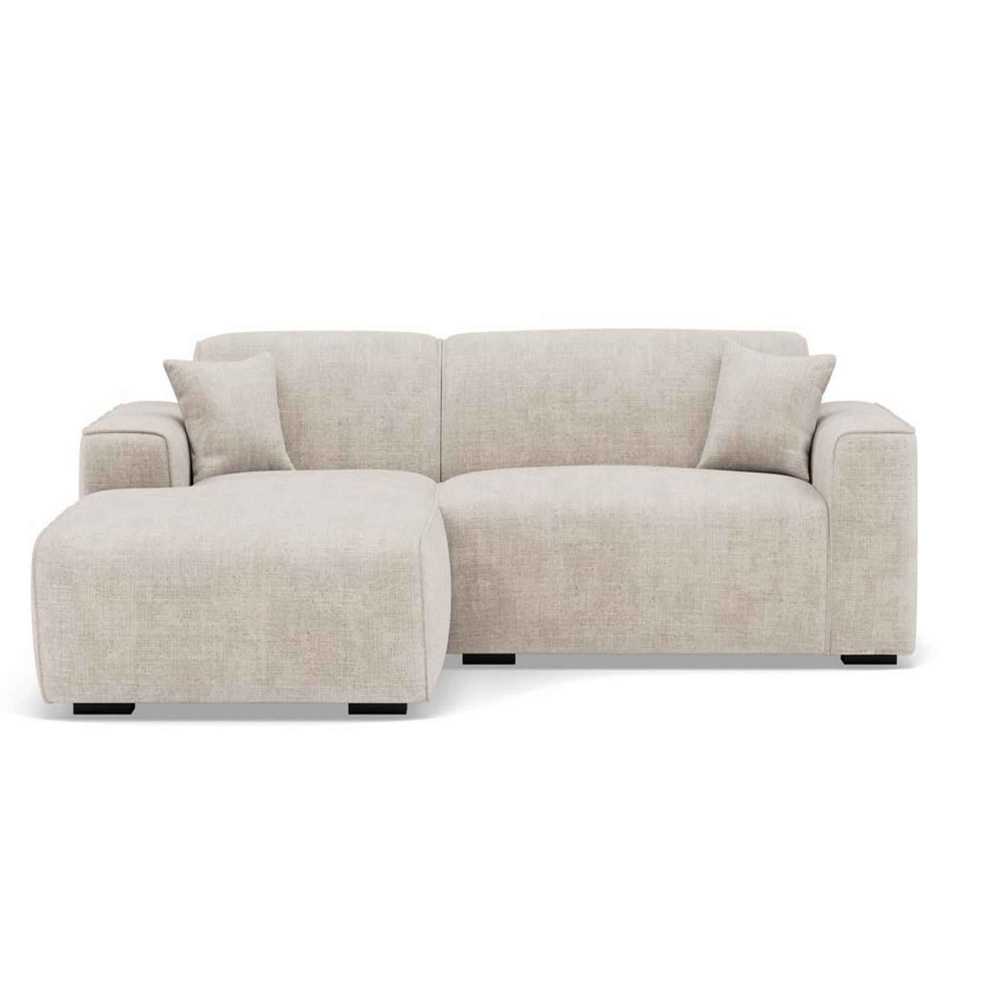 BEST MOBILIER Lison - canapé d'angle gauche 4 places en velours texturé. Coloris disponibles : Vert, Beige, Orange