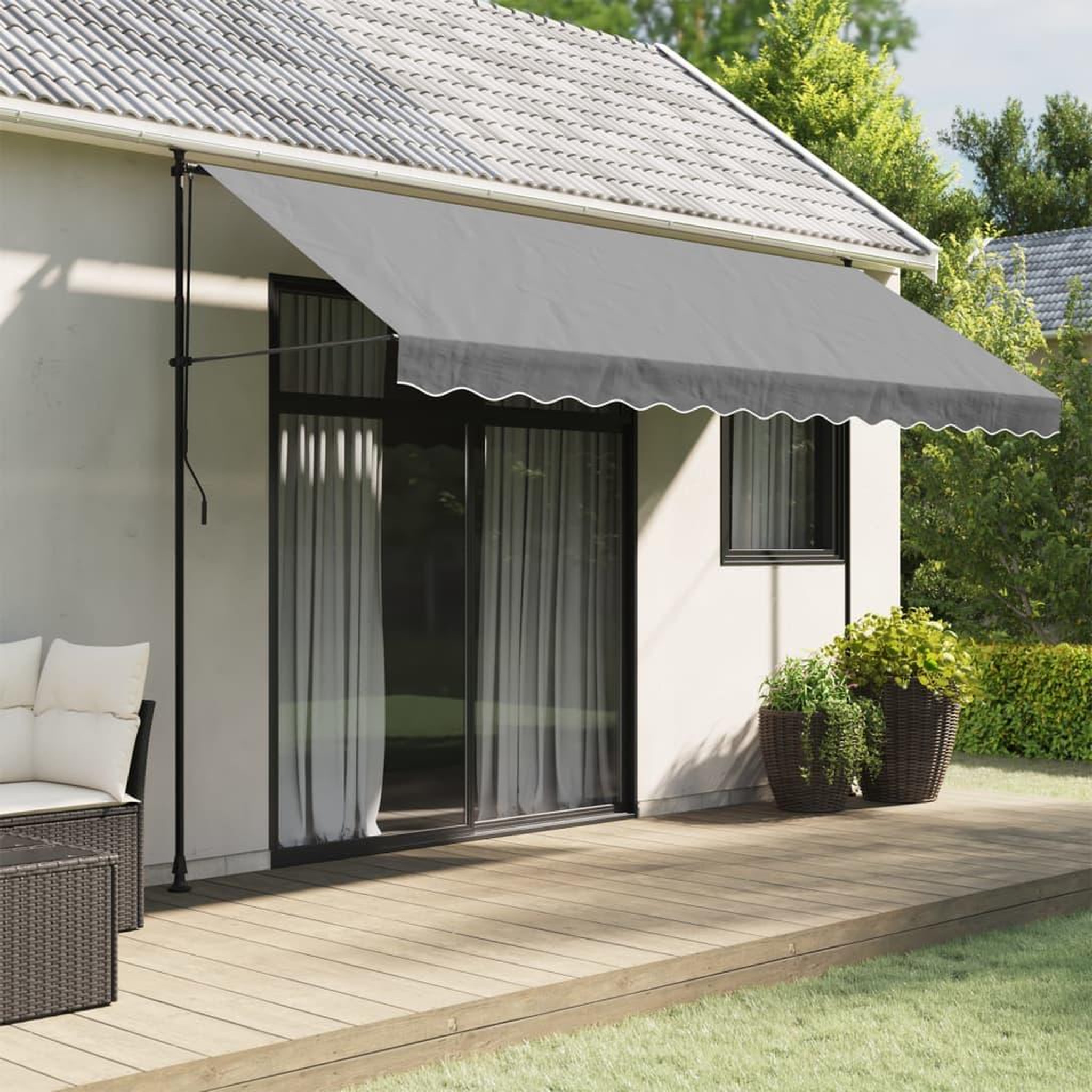 VIDAXL Tissu de remplacement de cantonniere d'auvent rayure anthracite