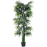 OUTSUNNY Bambou artificiel XXL 1,80H m 1105 feuilles denses réalistes pot inclus noir vert