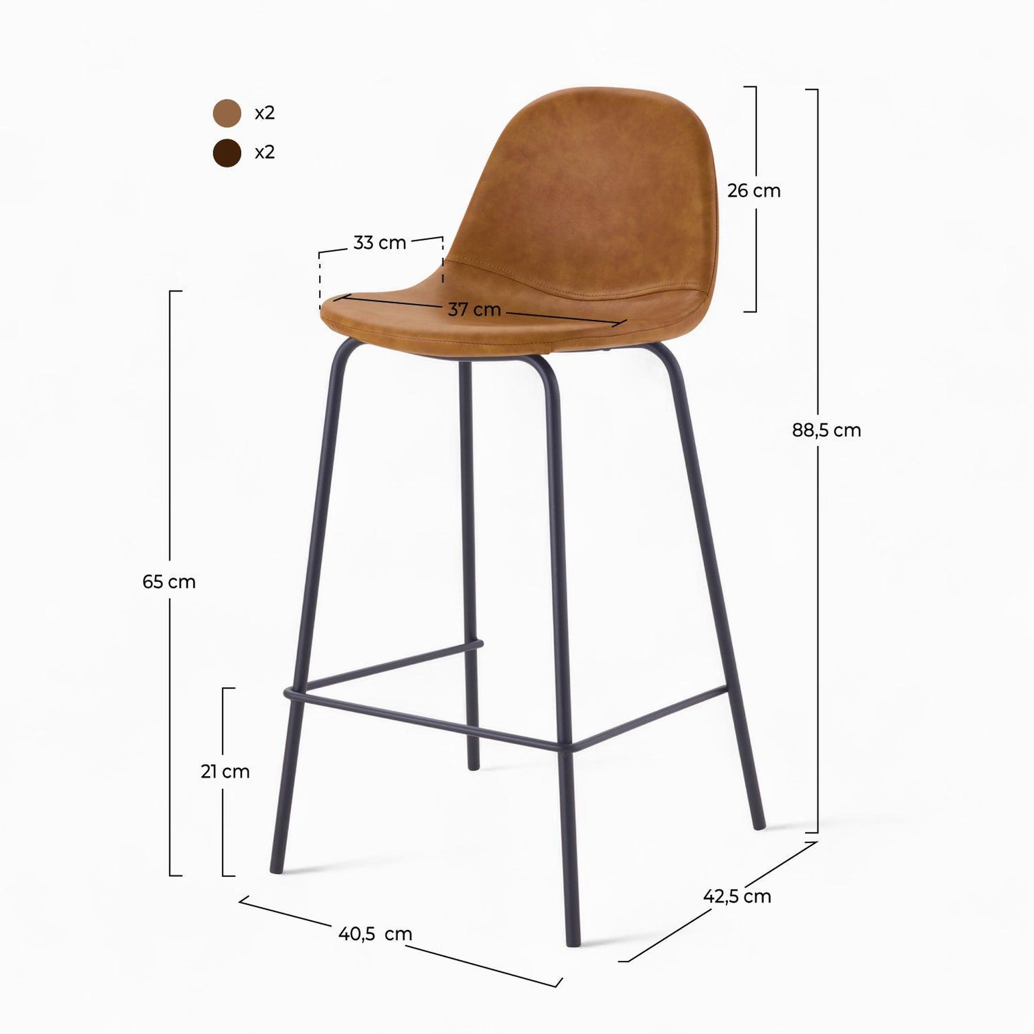 Voir la diapositive 4 : MAISON PAVANE Pack 4 chaises pour îlot central camel et marron 65 cm-henrik