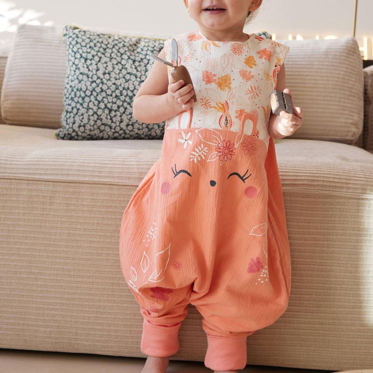 Petit Béguin Turbulette d'été en gaze de coton avec pieds retroussables Sumba