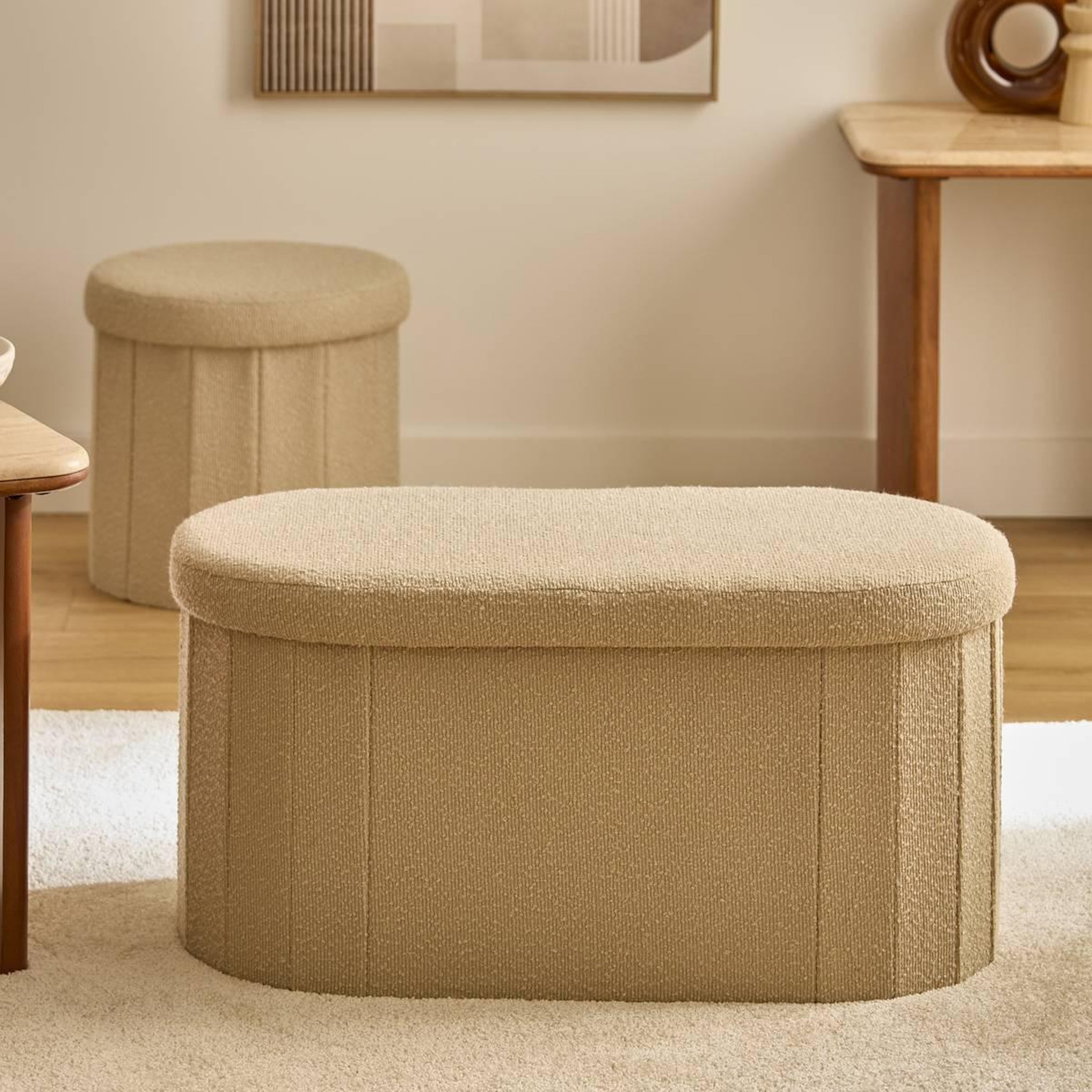 Voir la diapositive 6 : ATMOSPHERA Pouf coffre double  fink  76cm taupe