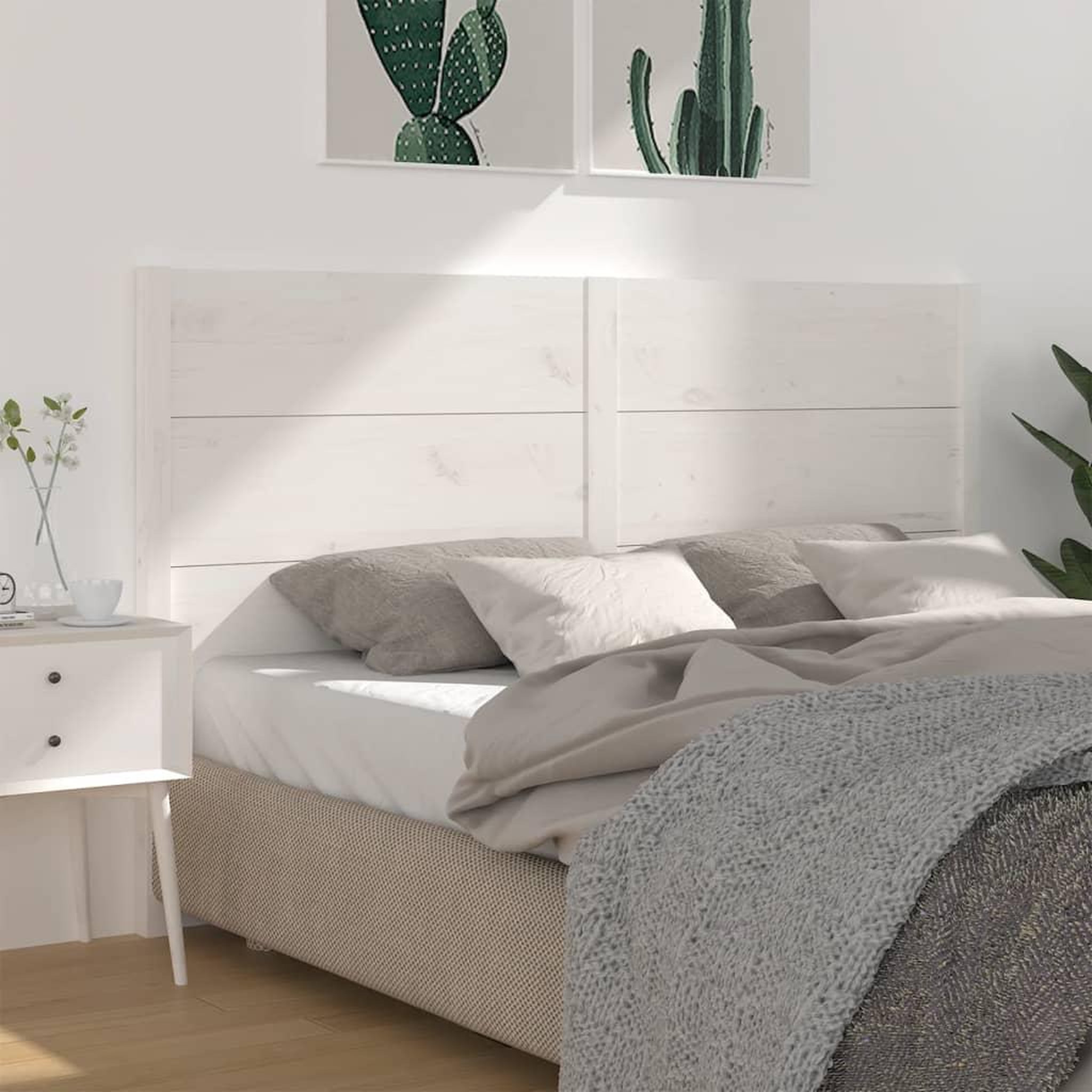 Voir la diapositive 1 : VIDAXL Tete de lit Blanc 206x4x100 cm Bois massif de pin