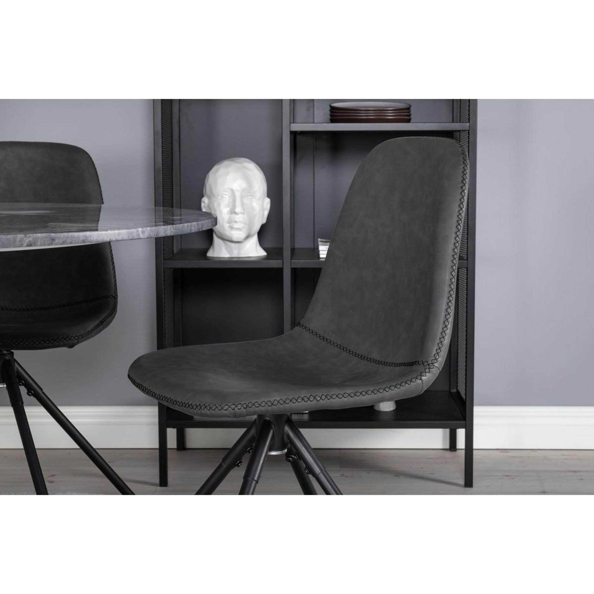 Voir la diapositive 5 : Paris Prix Ensemble Table à Manger & 4 Chaises  Estelle I & Polar I  106cm Gris Foncé & Noir