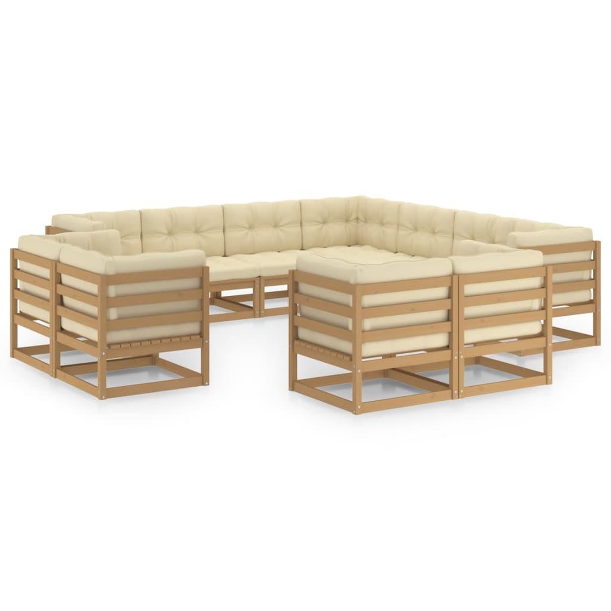 Voir la diapositive 2 : VIDAXL Salon de jardin 11 pcs avec coussins Marron miel Bois de pin