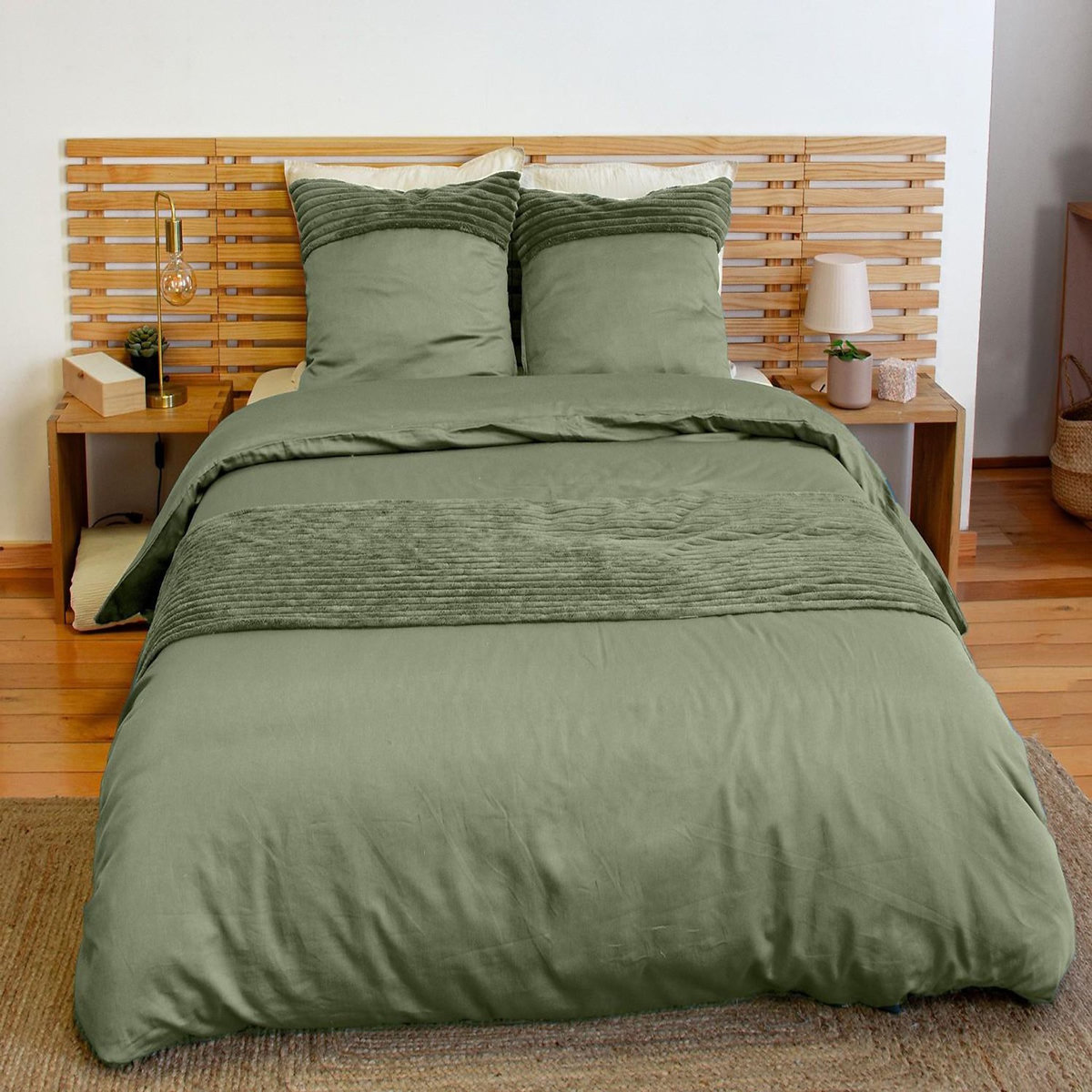 Home collection Parure housse de couette microfibre et velour