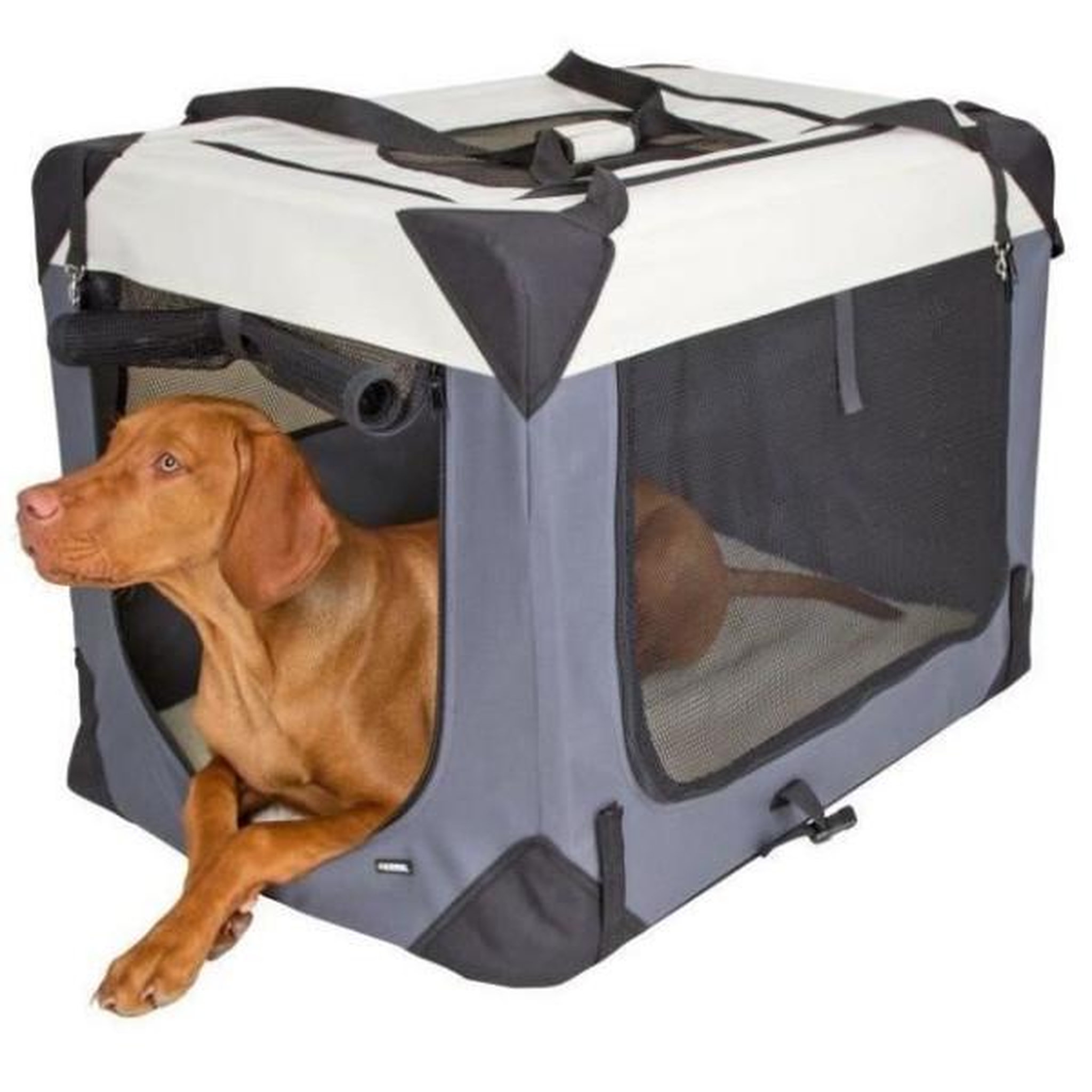 Voir la diapositive 2 : KERBL KERBL - Box de transport pour chien - JOURNEY - 81 x 58 x 58 cm - Gris / Beige