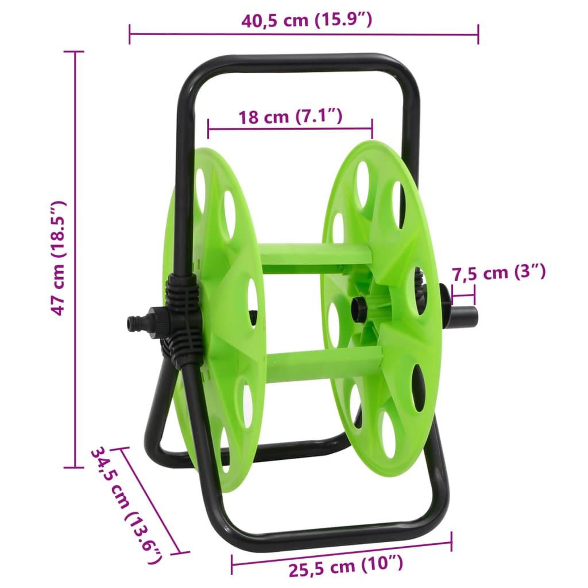 Voir la diapositive 6 : VIDAXL Enrouleur de tuyau vert sur pied pour tuyau de 45 m 1/2  acier