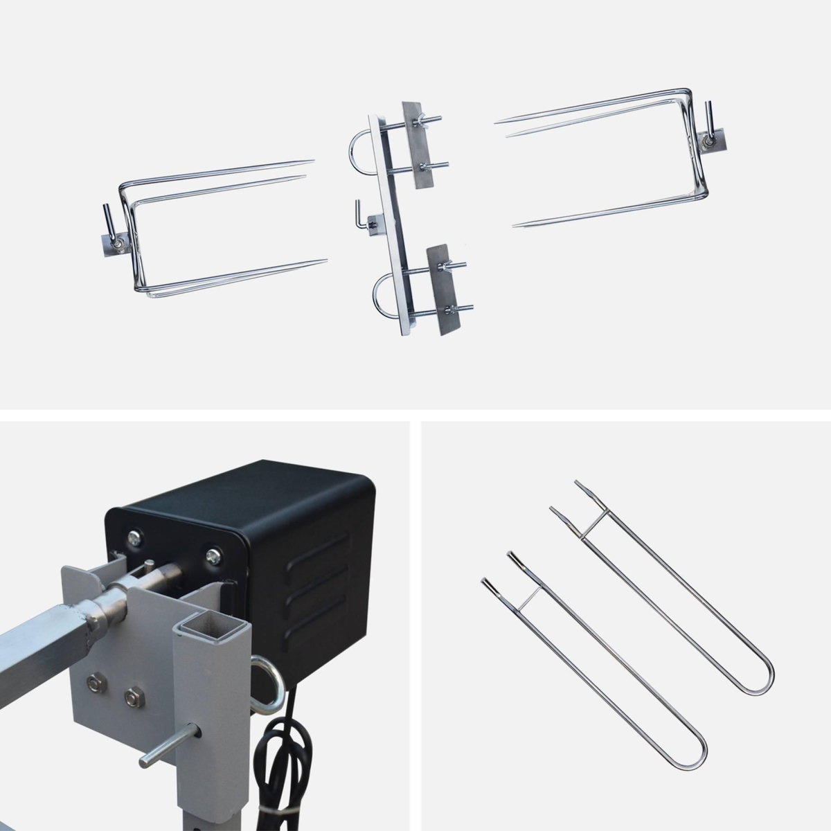 SWEEEK Rôtissoire charbon de bois motorisée inclinable en inox avec tournebroche avec housse