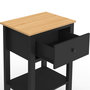 Voir la diapositive 5 : ID MARKET Lot de 2 tables de chevet ACHILLE 1 tiroir et 1 tablette noir et bois