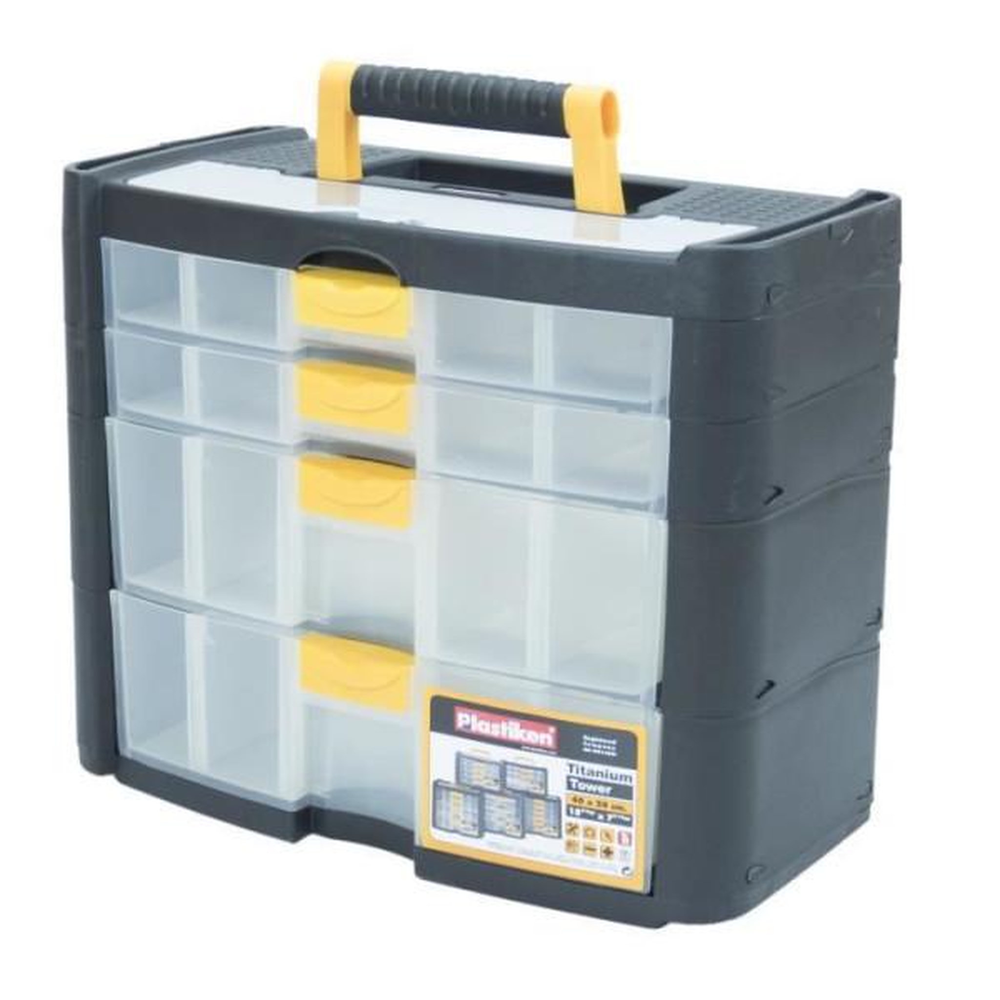 PLASTIKEN Boîte a outillage - Plastiken - 90002_NOIRE - 4 tiroirs (2 petits + 2 grands) - Titanium - En plastique