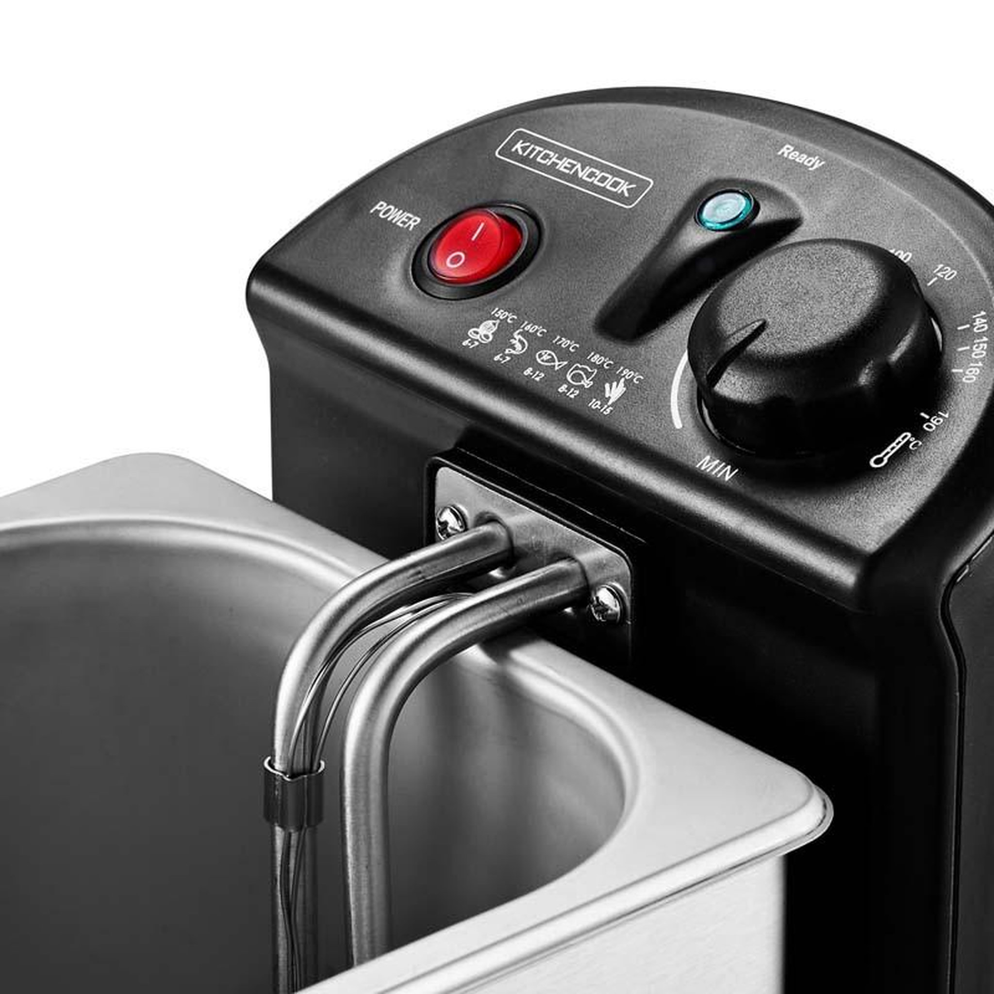 Voir la diapositive 5 : KITCHENCOOK Kitchencook - friteuse 3l inox semi pro - 2100w - couvercle avec fenêtre - rangement compact - pieds antidérapants
